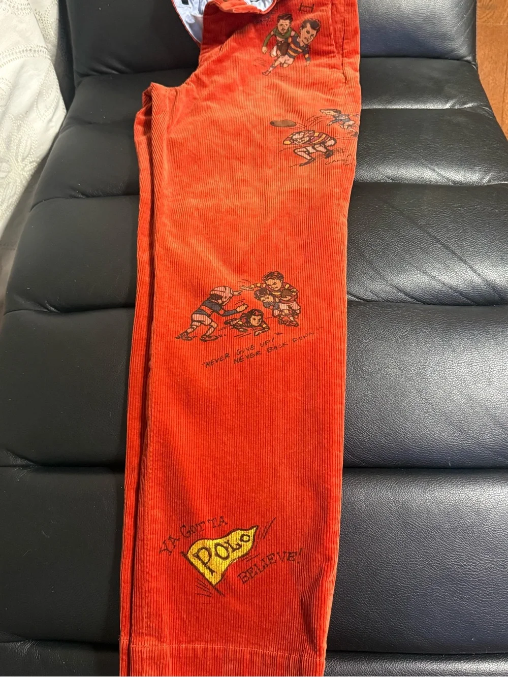 Polo by Ralph Lauren Red Corduroy Jeans with Sports Graphic